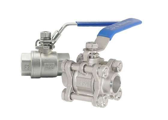 Chemical Resistant Three Piece Ball Valve Full Bore Titanium Or Ss Material