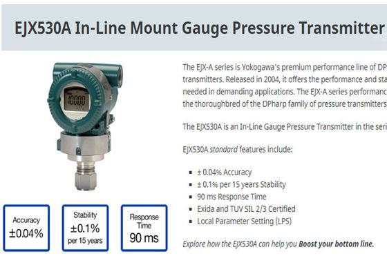 EJX530A Industrial Differential Pressure Flow Transmitter With Accurate Measurement